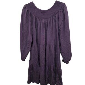 Old Navy Purple Prairie-Style Smocked Yoke Tiered Bohemia Dress XL